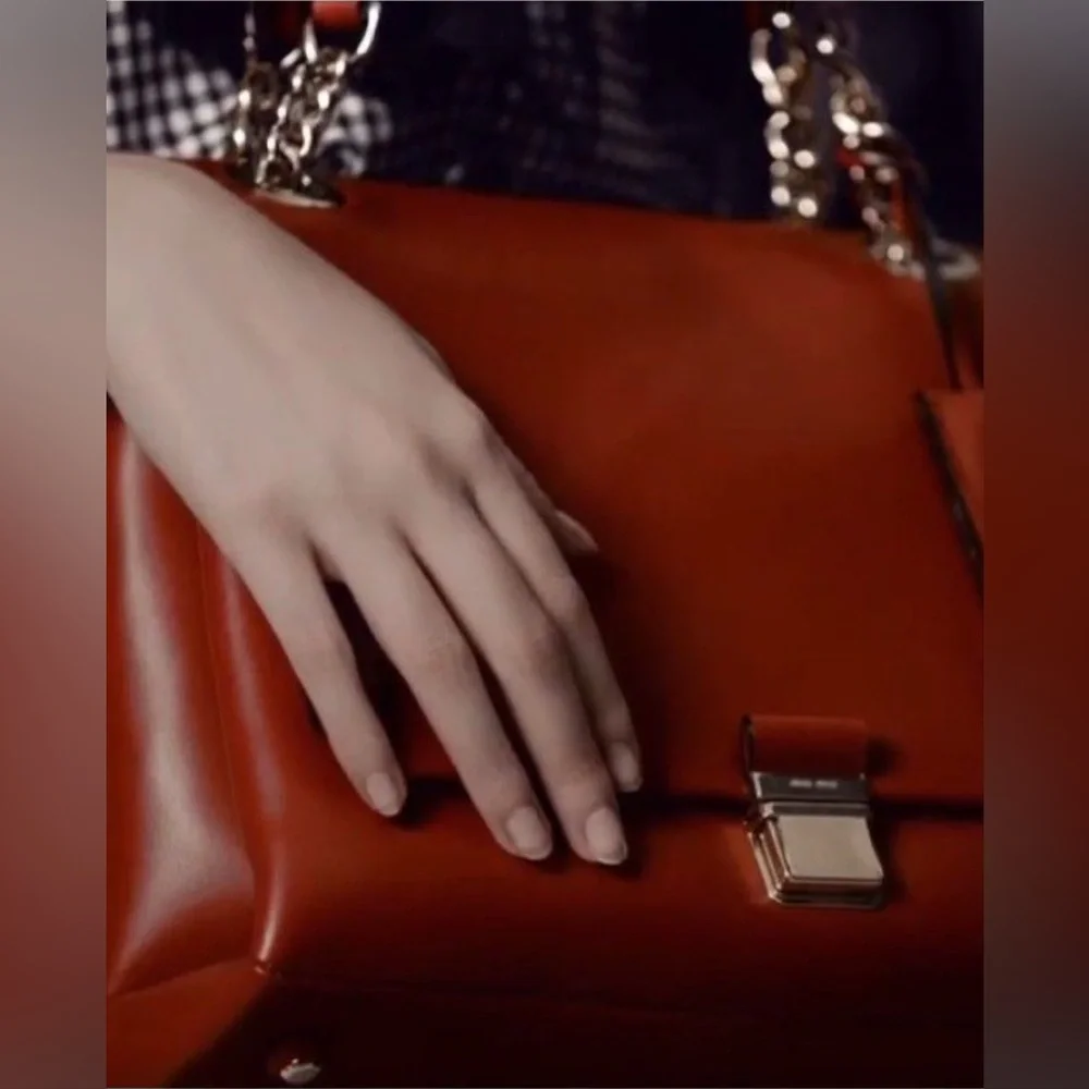 Very rare Miu Miu $2500 Authentic Red Leather Chain Handle Shoulder Bag.